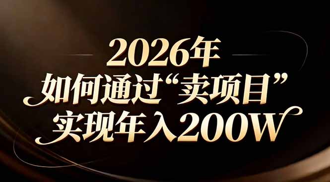 站在2026年的十字路口：一个普通人如何通过卖项目实现年入200万-俊哥