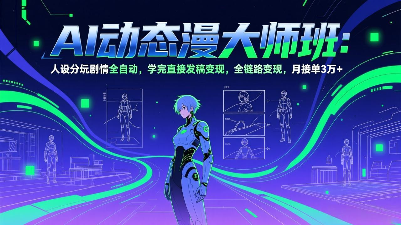AI动态漫剧大师班:人设分镜剧情全自动,学完直接发稿变现,全链路变现,月接单3万+-俊哥