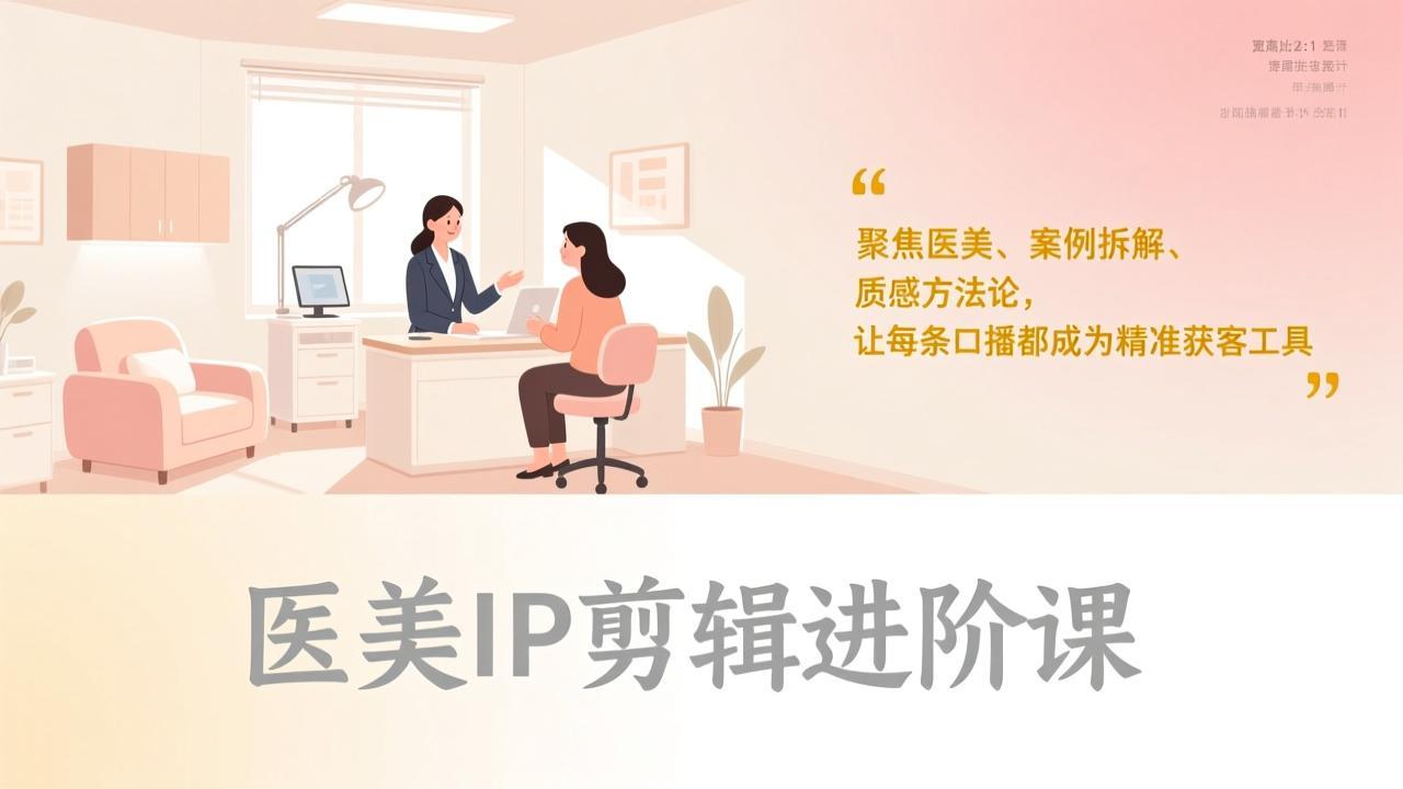 医美IP剪辑进阶课,聚焦医美、案例拆解、质感方法论,让每条口播都成为精准获客工具-俊哥