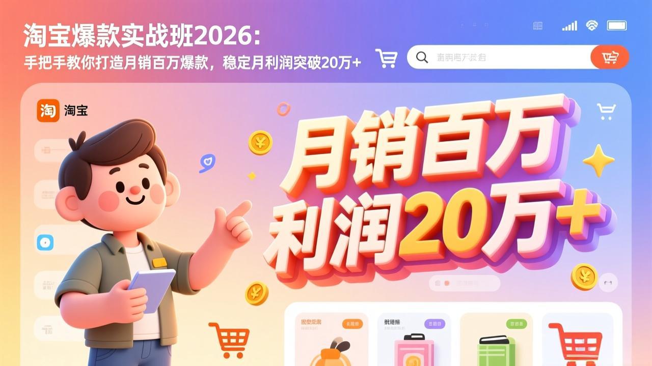 淘宝爆款实战班-2026年2月更新:手把手教你打造月销百万爆款,稳定月利润突破20万+-俊哥