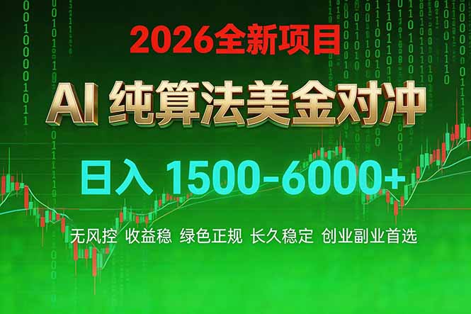 2026 全新美金对冲项目,不套平台赠金,不封号,纯算法对冲,日入 1500-6000+-俊哥