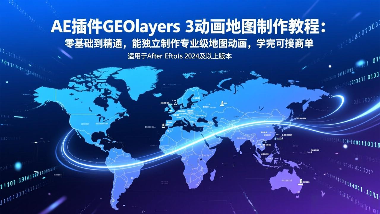 AE插件GEOlayers 3动画地图制作教程：零基础到精通，能独立制作专业级地图动画，学完可接商单-俊哥