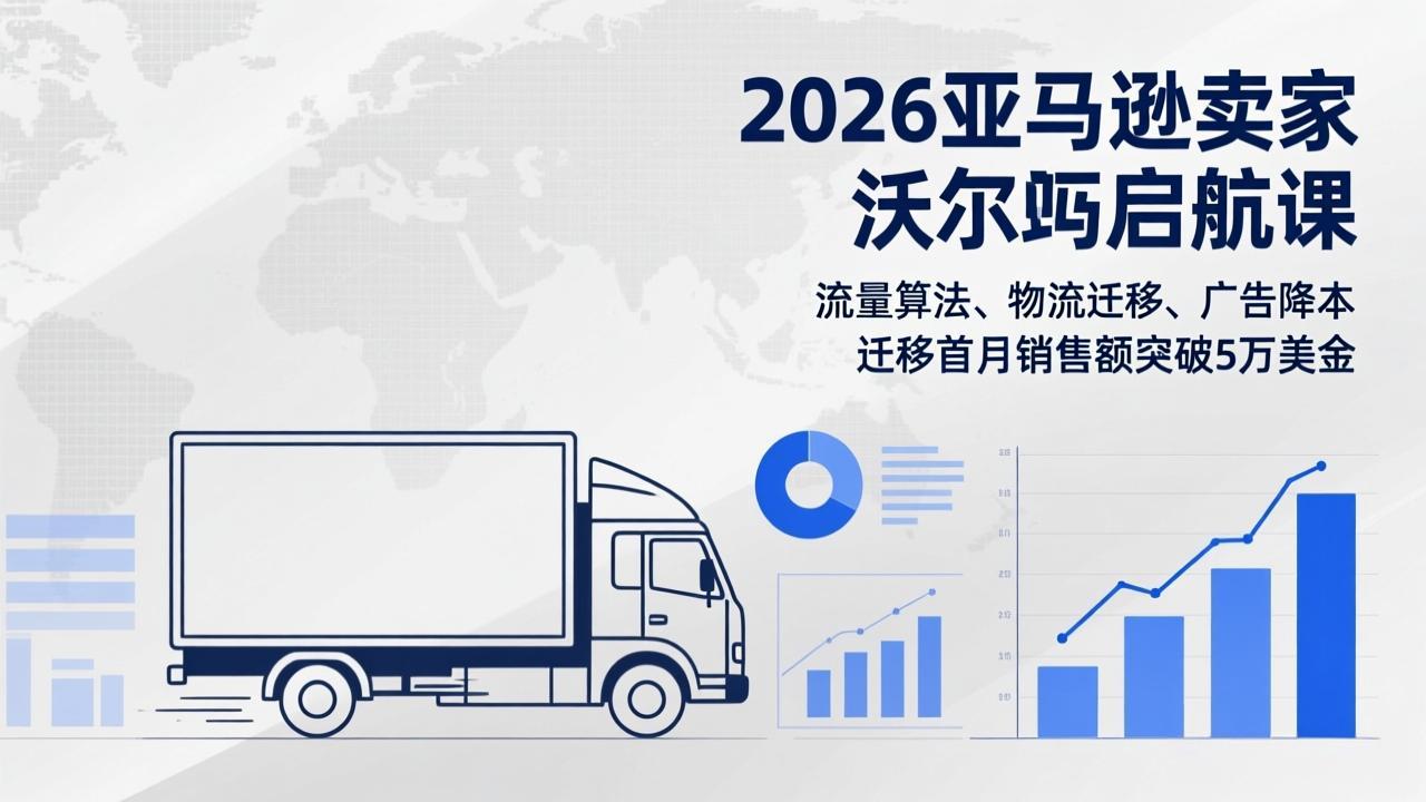 2026亚马逊卖家沃尔玛启航课,流量算法、物流迁移、广告降本,迁移首月销售额突破5万美金-俊哥