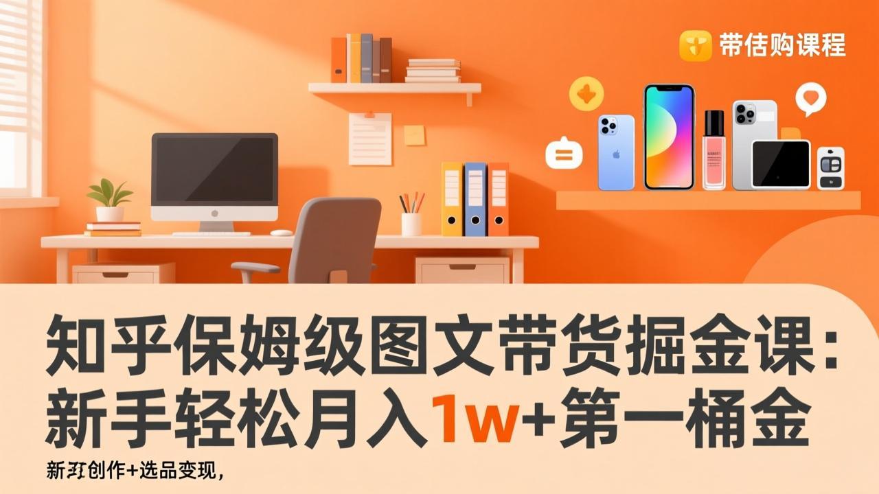 知乎保姆级图文带货掘金课：账号打造+爆文创作+选品变现，新手轻松月入1w+第一桶金-俊哥