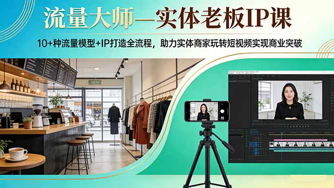流量大师—实体老板IP课：10+种流量模型+IP打造全流程，助力实体商家玩转短视频实现商业突破-俊哥