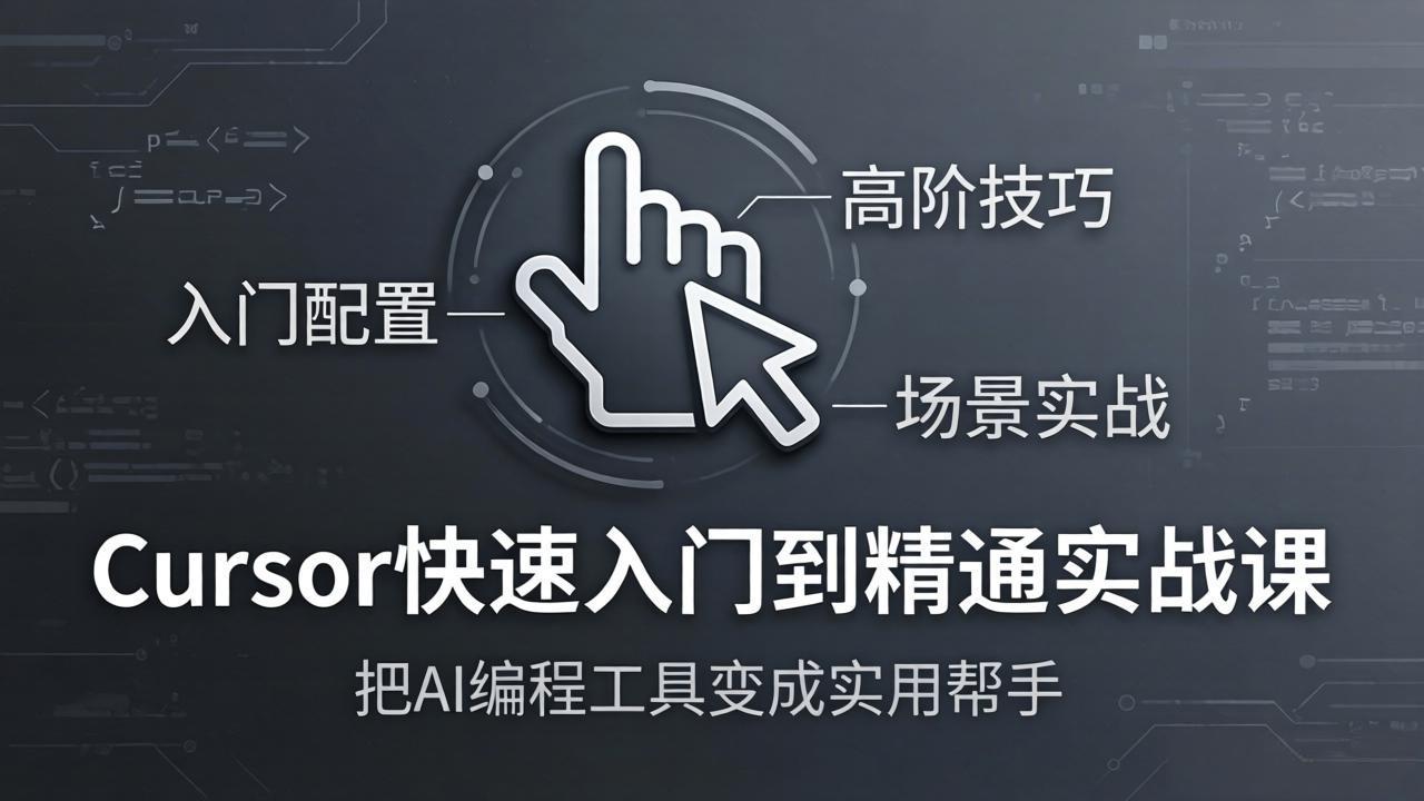 Cursor快速入门到精通实战课：入门配置+高阶技巧+场景实战，把AI编程工具变成实用帮手-俊哥