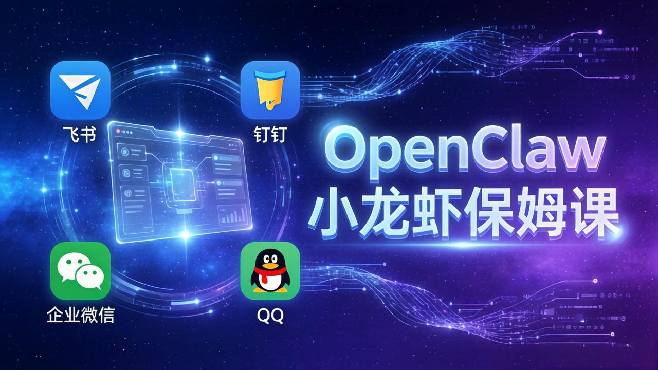 OpenClaw小龙虾保姆课： Windows/macOS/Linux/Docker全系统安装，飞书+钉钉+企业微信+QQ 全接入-俊哥