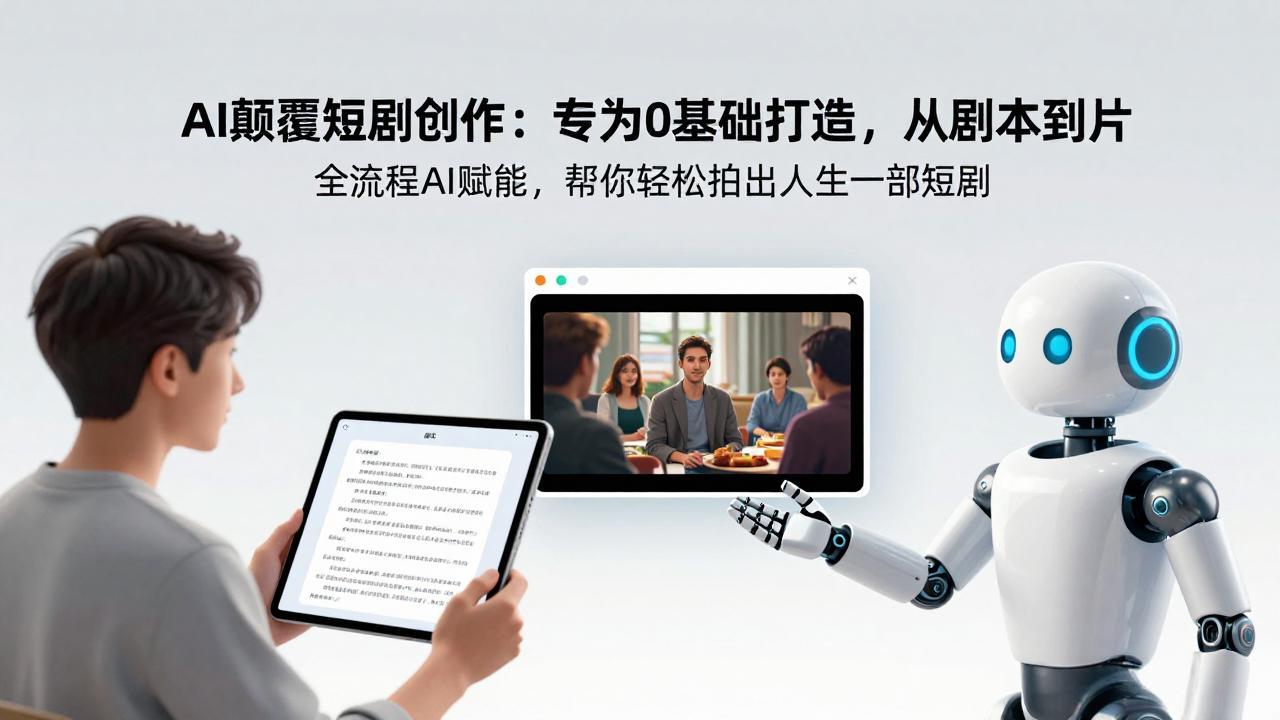 AI颠覆短剧创作：专为0基础打造，从剧本到成片全流程AI赋能，帮你轻松拍出人生第一部短剧-俊哥