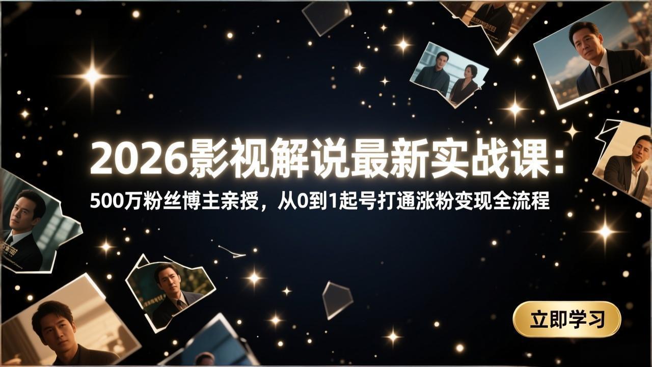 2026影视解说最新实战课：500万粉丝博主亲授，从0到1起号打通涨粉变现全流程-俊哥