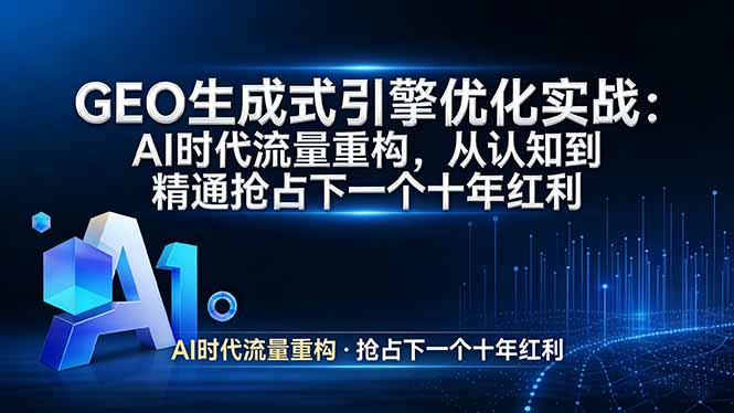 GEO 生成式引擎优化实战：AI时代流量重构，从认知到精通抢占下一个十年红利-俊哥