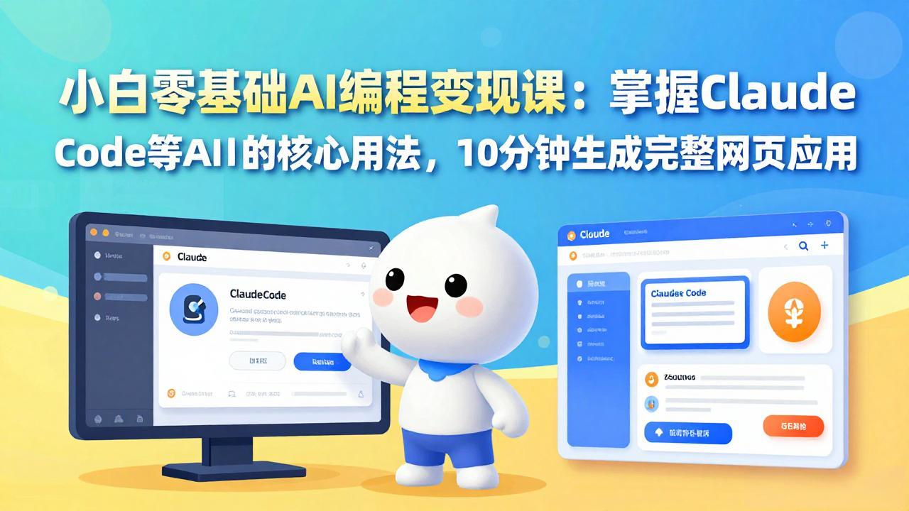 小白零基础AI编程变现课：掌握Claude Code等AI工具的核心用法，10分钟生成完整网页应用-俊哥