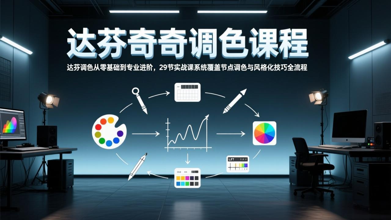 达芬奇调色从零基础到专业进阶,29节实战课系统覆盖节点调色与风格化技巧全流程-俊哥