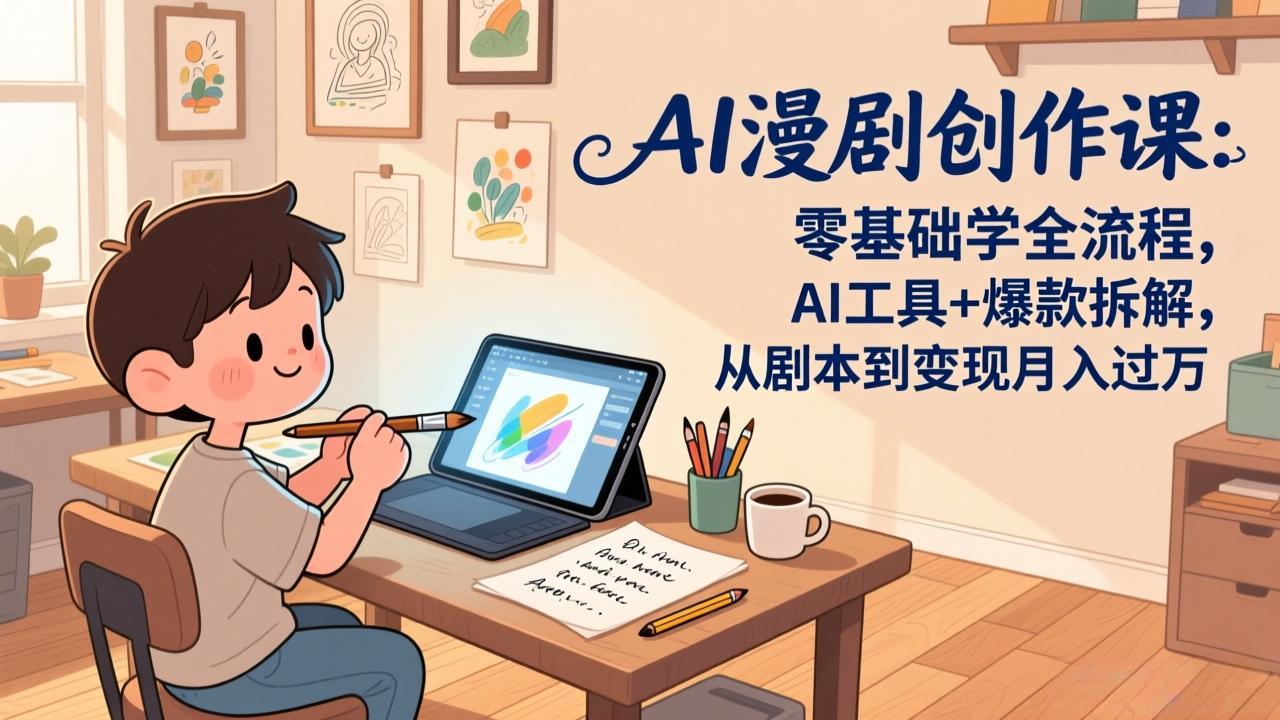 AI漫剧创作课：零基础学全流程，AI工具+爆款拆解，从剧本到变现月入过万-俊哥