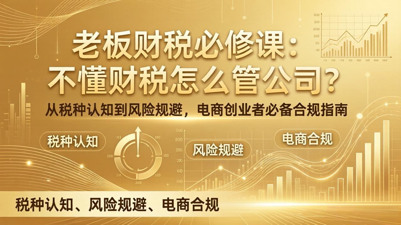 老板财税必修课：不懂财税怎么管公司？从税种认知到风险规避，电商创业者必备合规指南-俊哥