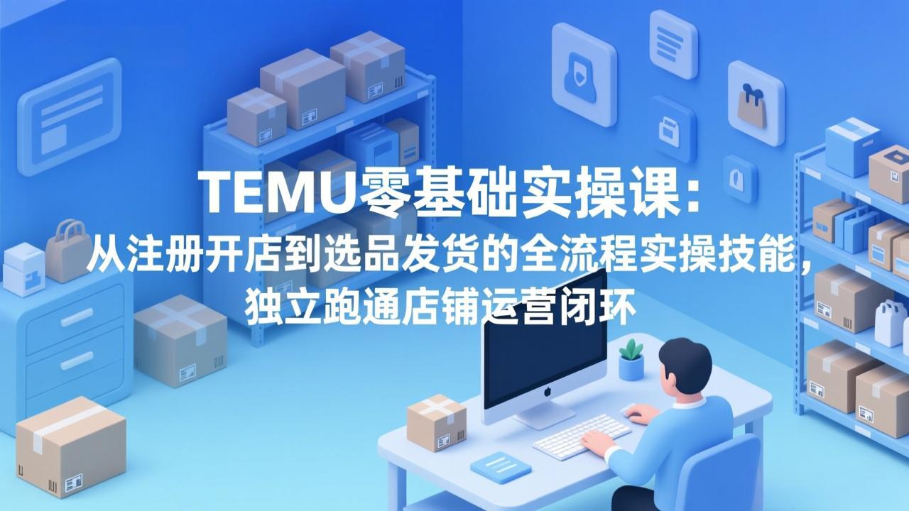 TEMU零基础实操课：从注册开店到选品发货的全流程实操技能，独立跑通店铺运营闭环-俊哥