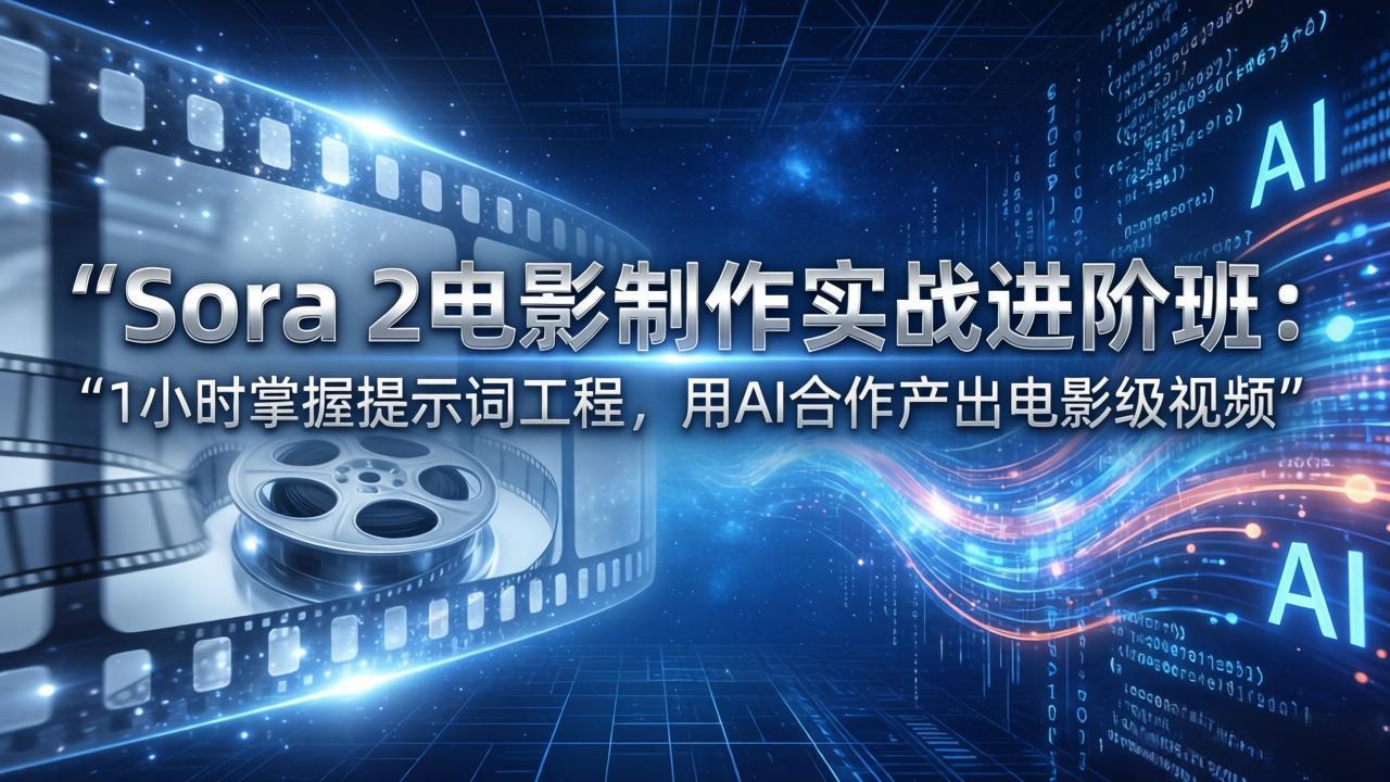 Sora 2电影制作实战进阶班：1小时掌握提示词工程，用AI合作产出电影级视频-俊哥