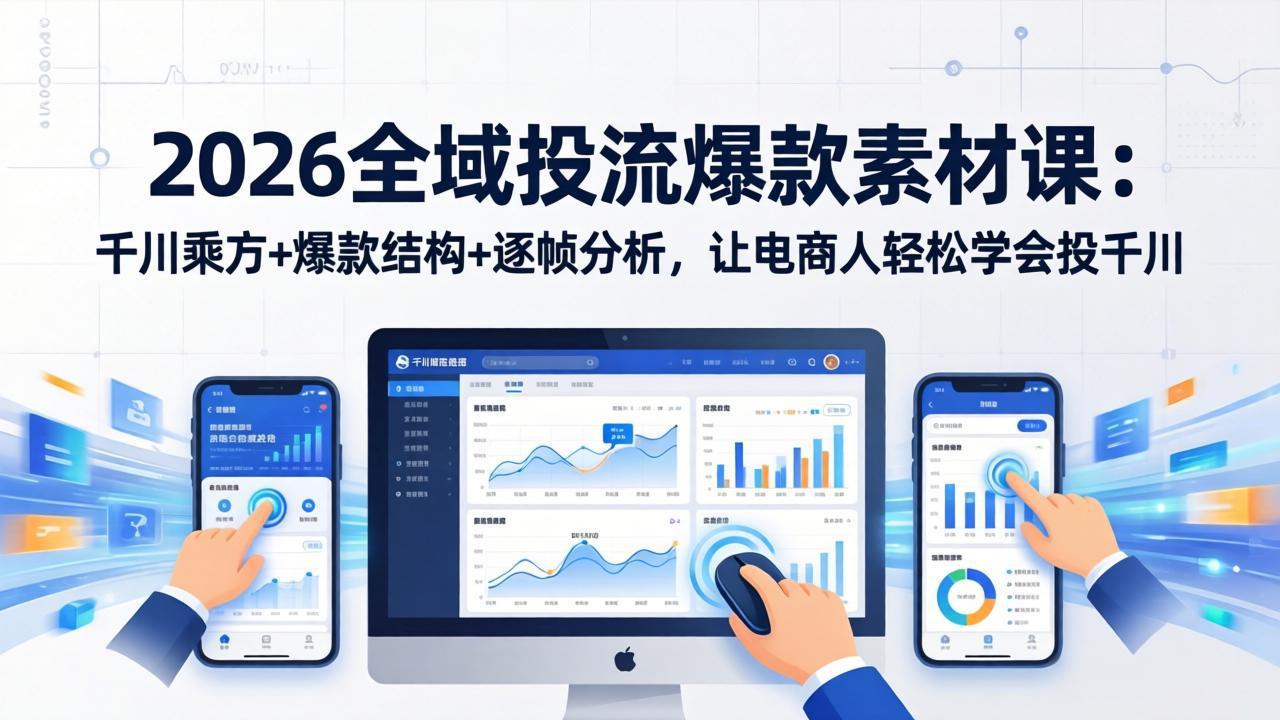 2026全域投流爆款素材课：千川乘方+爆款结构+逐帧分析，让电商人轻松学会投千川-俊哥