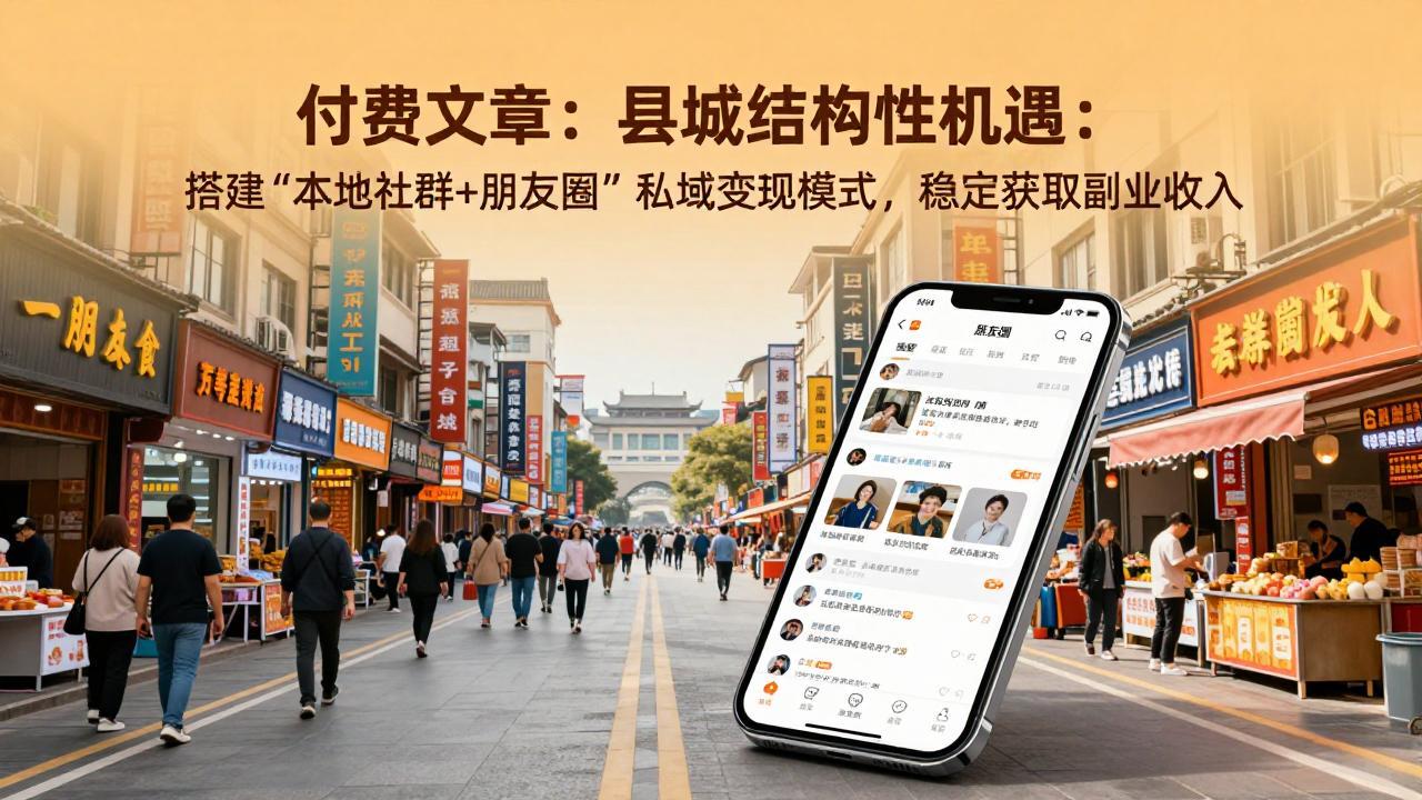 付费文章：县城结构性机遇：搭建“本地社群+朋友圈”私域变现模式，稳定获取副业收入-俊哥