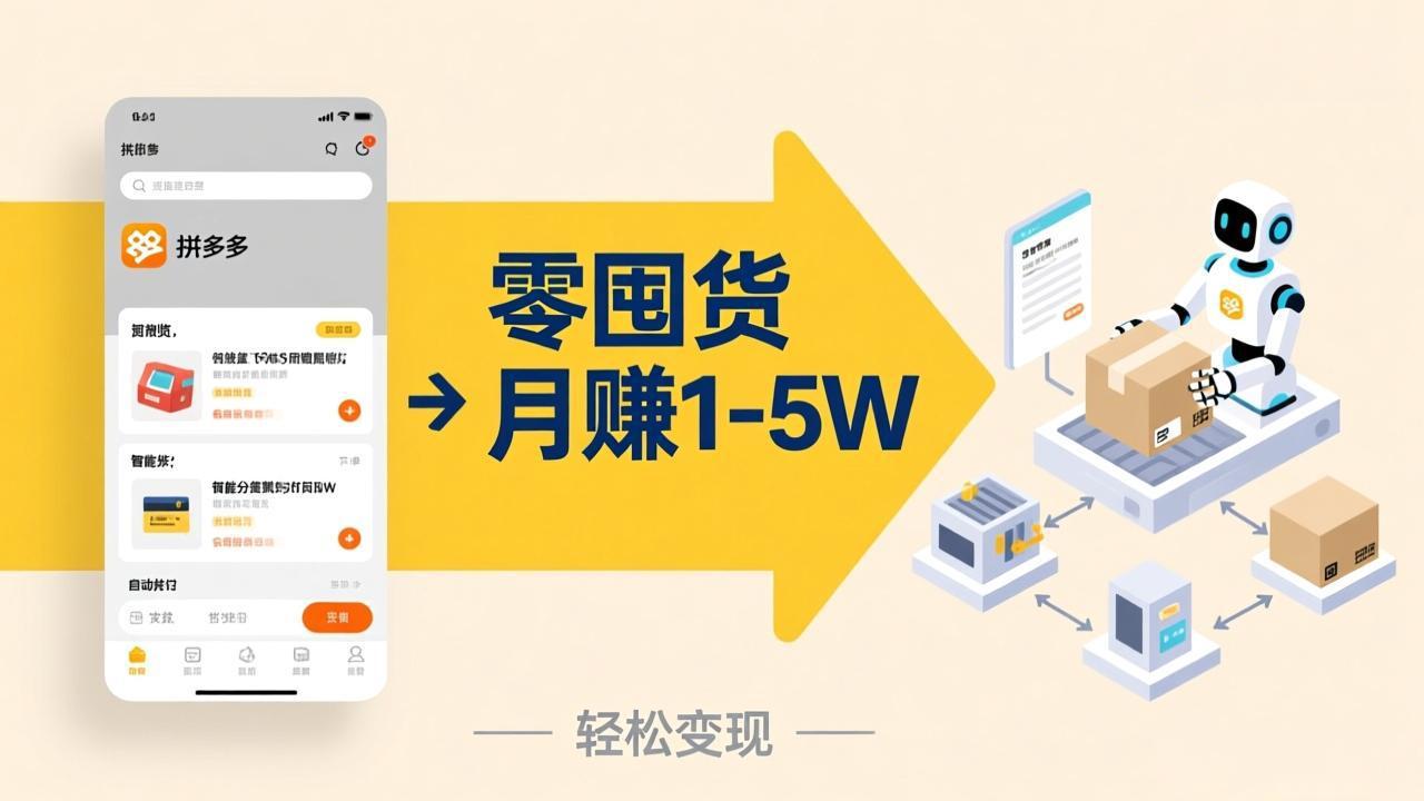 不用囤货不用跑单！拼多多虚拟玩法，机器人管理发货和客服，帮你月赚 1-5W-俊哥