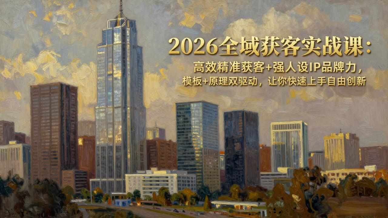 2026全域获客实战课：高效精准获客+强人设IP品牌力，模板+原理双驱动，让你快速上手自由创新-俊哥