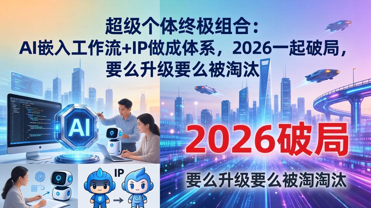 超级个体终极组合：AI嵌入工作流+IP做成体系，2026一起破局，要么升级要么被淘汰-俊哥