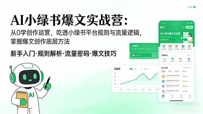 AI 小绿书爆文实战营：从0学创作运营，吃透小绿书平台规则与流量逻辑，掌握爆文创作底层方法-俊哥