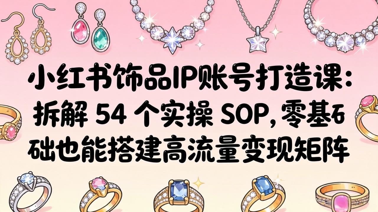 小红书饰品IP账号打造课：拆解 54 个实操 SOP，零基础也能搭建高流量变现矩阵-俊哥