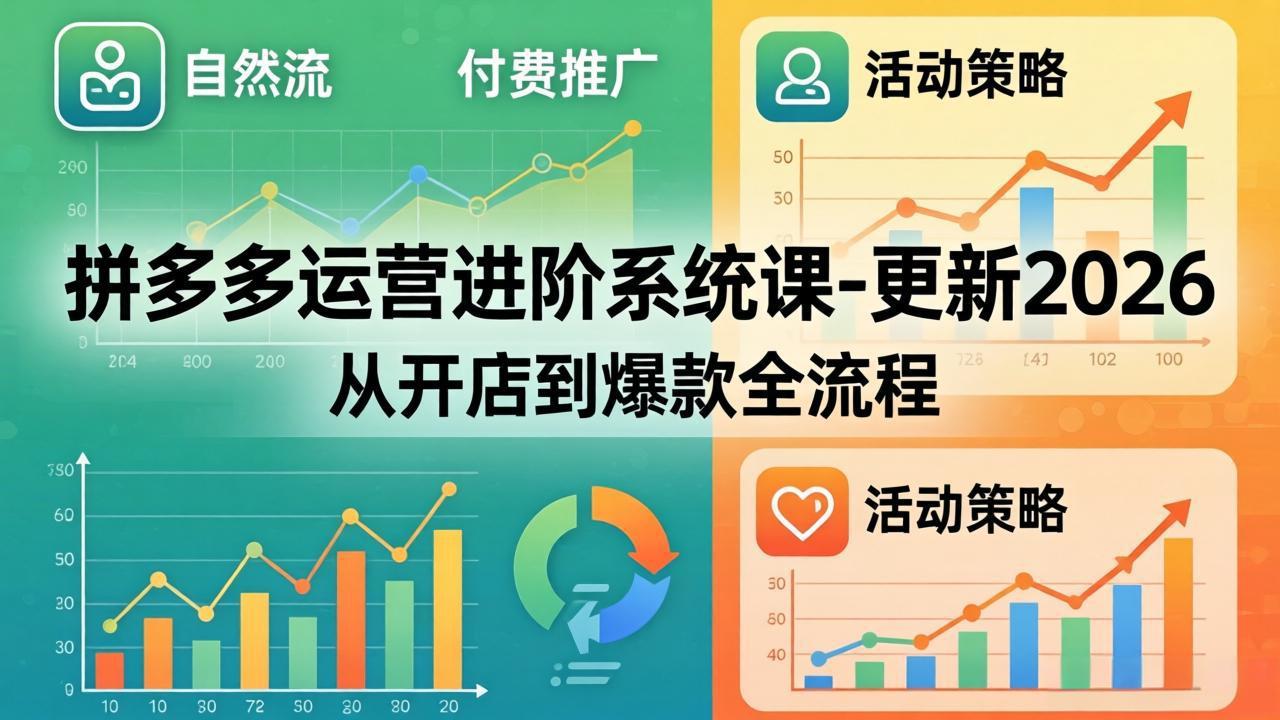 拼多多运营进阶系统课-更新2026：从开店到爆款全流程，自然流+付费推广+活动策略-俊哥