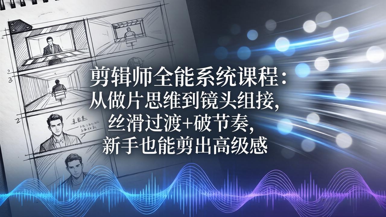 剪辑师全能系统课程：从做片思维到镜头组接，丝滑过渡+破节奏，新手也能剪出高级感-俊哥