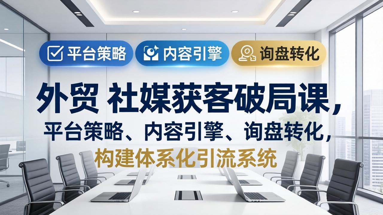 外贸 社媒获客破局课，平台策略、内容引擎、询盘转化，构建体系化引流系统(更新26年3月-俊哥