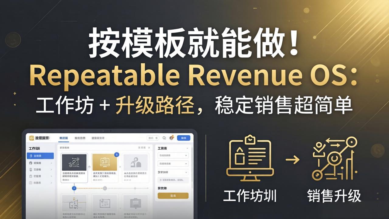 按模板就能做！Repeatable Revenue OS：工作坊 + 升级路径，稳定销售超简单-俊哥