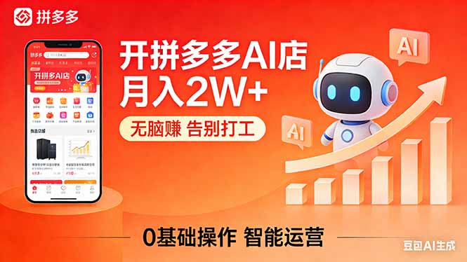 开一家拼多多AI店，月入2W+，无脑赚，告别打工，附SOP手册-俊哥