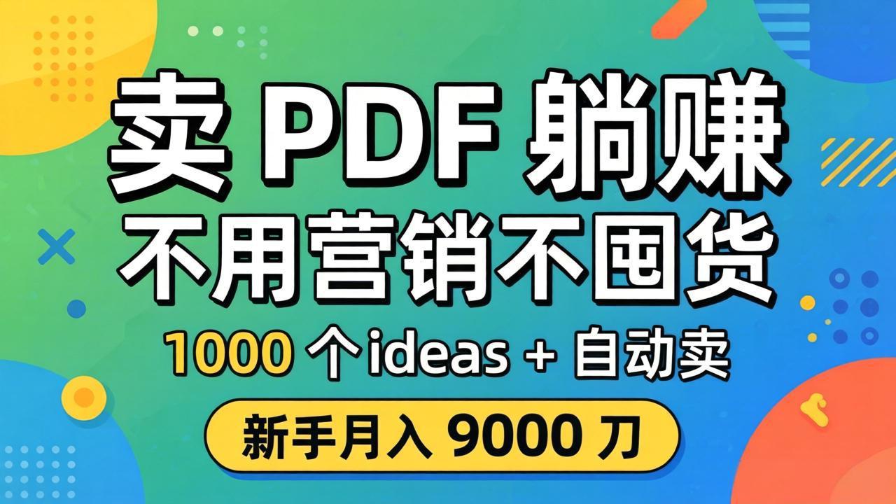 卖 PDF 躺赚？不用营销不囤货，1000 个 ideas + 自动卖，新手月入 9000 刀【原创双语字幕】-俊哥