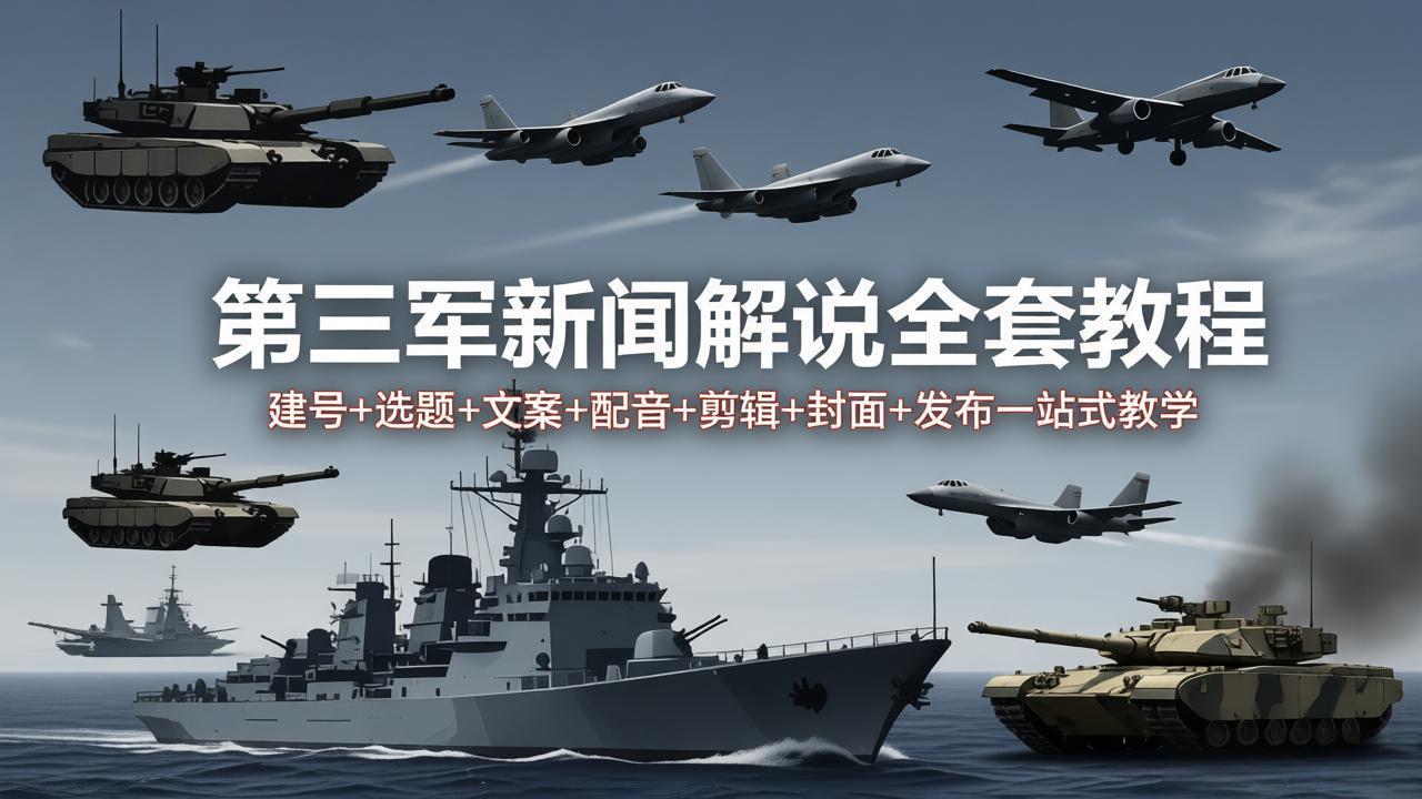 第三军迷新闻解说全套教程：建号+选题+文案+配音+剪辑+封面+发布一站式教学-俊哥
