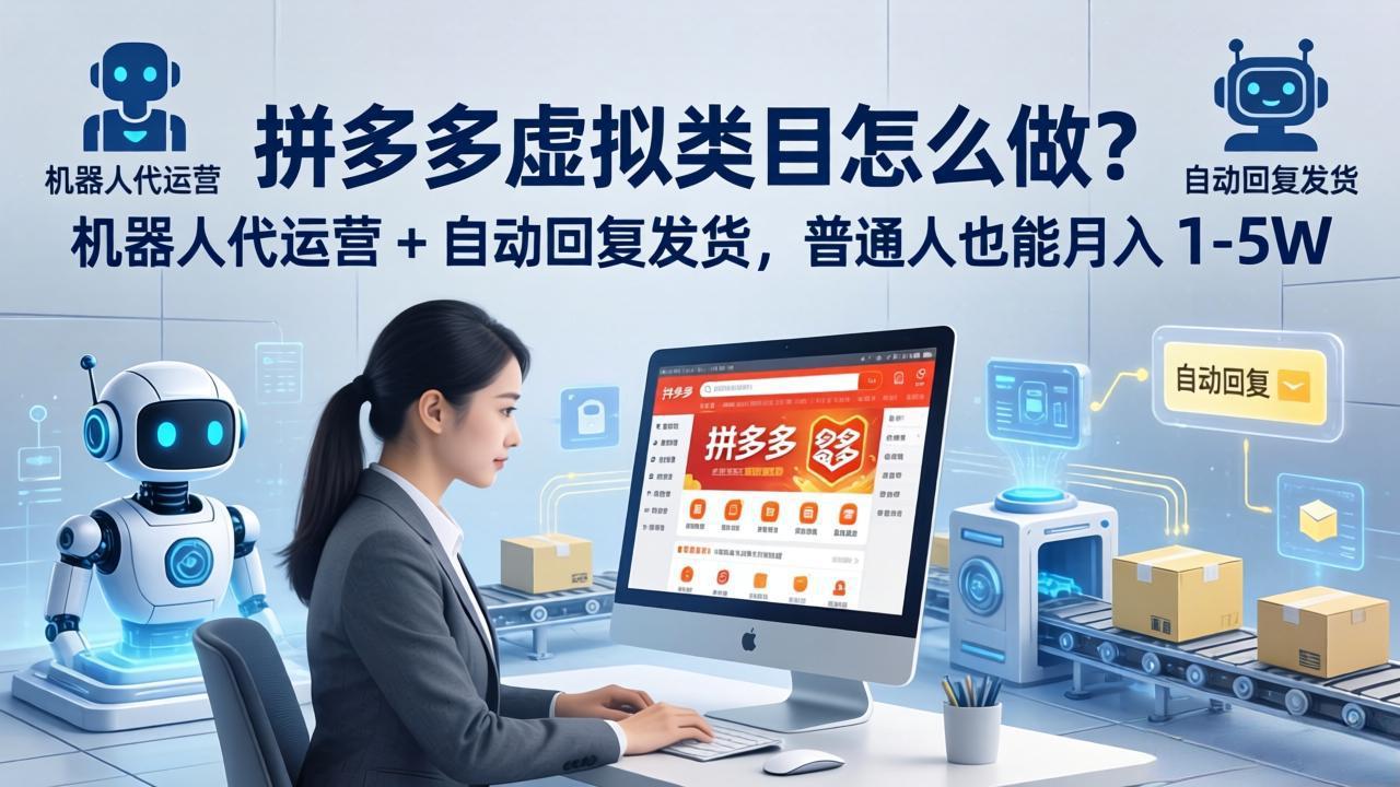 拼多多虚拟类目怎么做？机器人代运营 + 自动回复发货，普通人也能月入 1-5W-俊哥