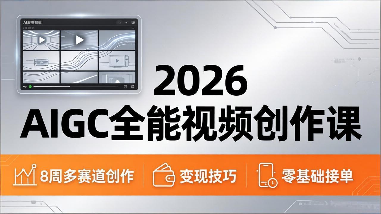 2026AIGC全能视频创作课，8周吃透多赛道创作+变现，零基础也能高效出片接单-俊哥