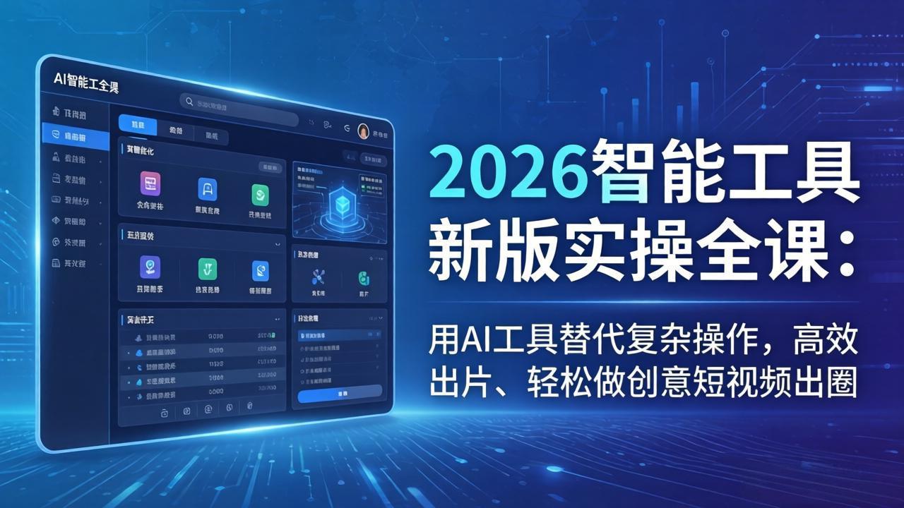 2026智能工具新版实操全课:用AI工具替代复杂操作,高效出片、轻松做创意短视频出圈-俊哥