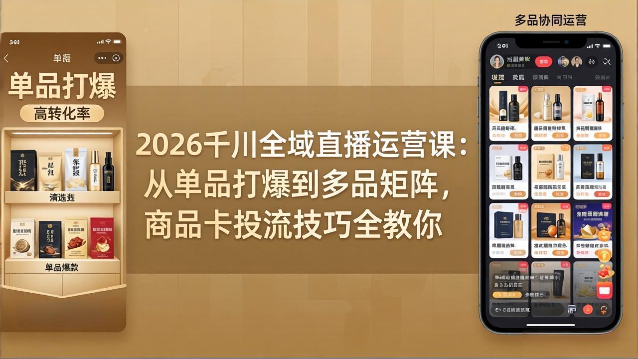 2026千川全域直播运营课:从单品打爆到多品矩阵,商品卡投流技巧全教你-俊哥
