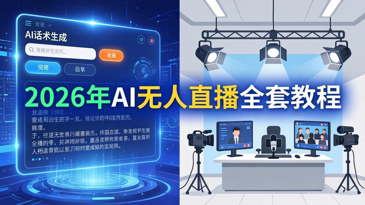 2026年AI无人直播全套教程：OBS安装+软件配置+直播间搭建+话术生成+一键开播实操-俊哥