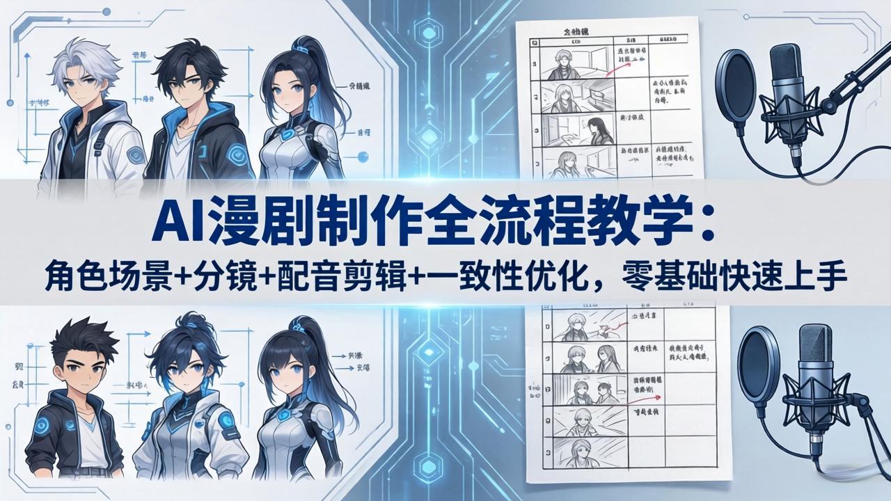 AI漫剧制作全流程教学：角色场景+分镜+配音剪辑+一致性优化，零基础快速上手-俊哥