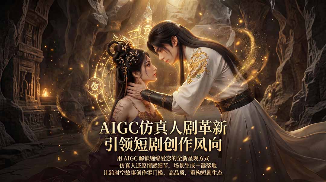 AIGC 仿真人短剧创作革新，解锁仙侠爱恋全新呈现，一键出高质场景，零门槛打造爆款剧集-俊哥