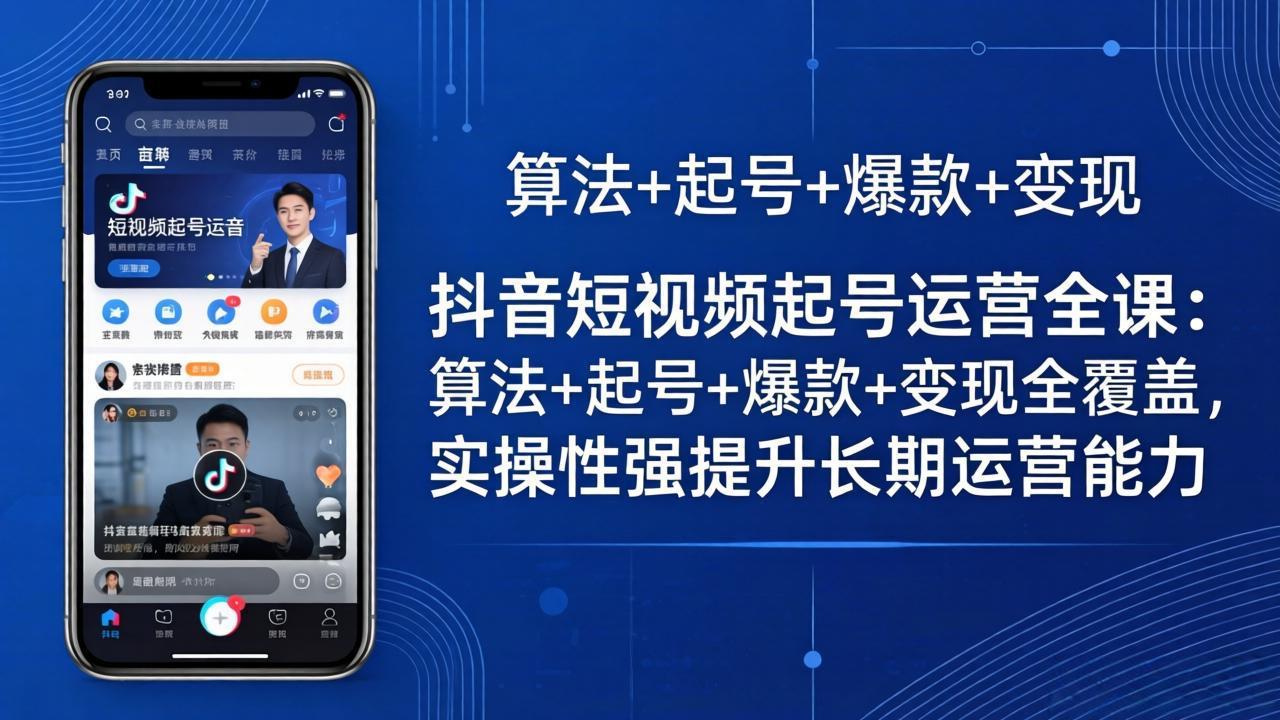 抖音短视频起号运营全课：算法+起号+爆款+变现全覆盖，实操性强提升长期运营能力-俊哥