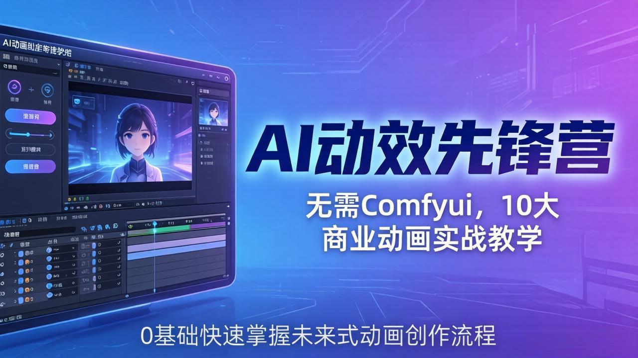 AI 动效先锋营：无需Comfyui，10大商业动画实战教学，0基础快速掌握未来式动画创作流程-俊哥
