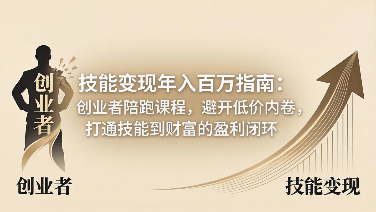 技能变现年入百万指南：创业者陪跑课程，避开低价内卷，打通技能到财富的盈利闭环-俊哥