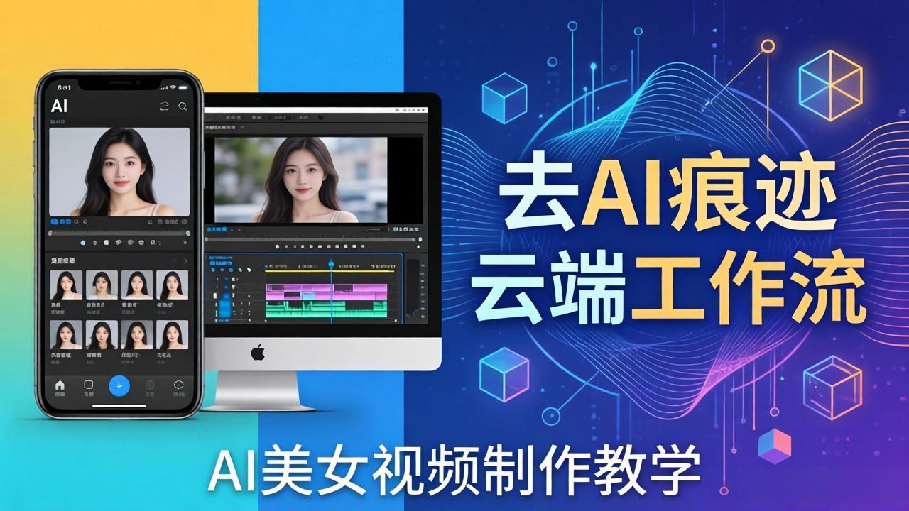 AI美女视频制作教学：去AI痕迹，云端工作流出图，手机电脑均可，不需要配置-俊哥