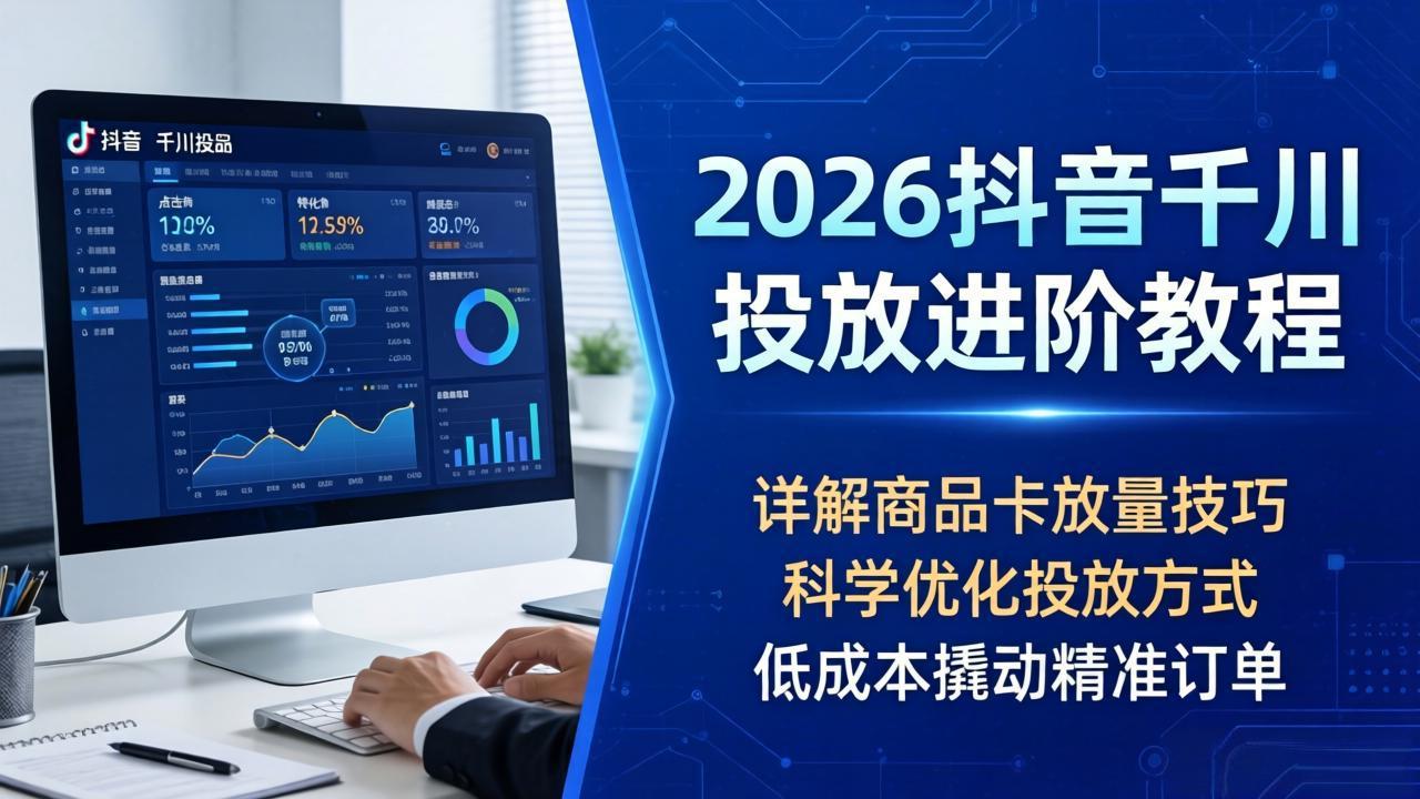 2026抖音千川投放进阶教程，详解商品卡放量技巧，科学优化投放方式，低成本撬动精准订单-俊哥
