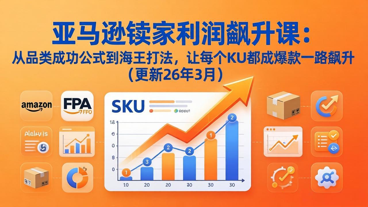 亚马逊卖家利润飙升课：从品类成功公式到海王打法，让每个SKU都成爆款一路飙升(更新26年3月-俊哥