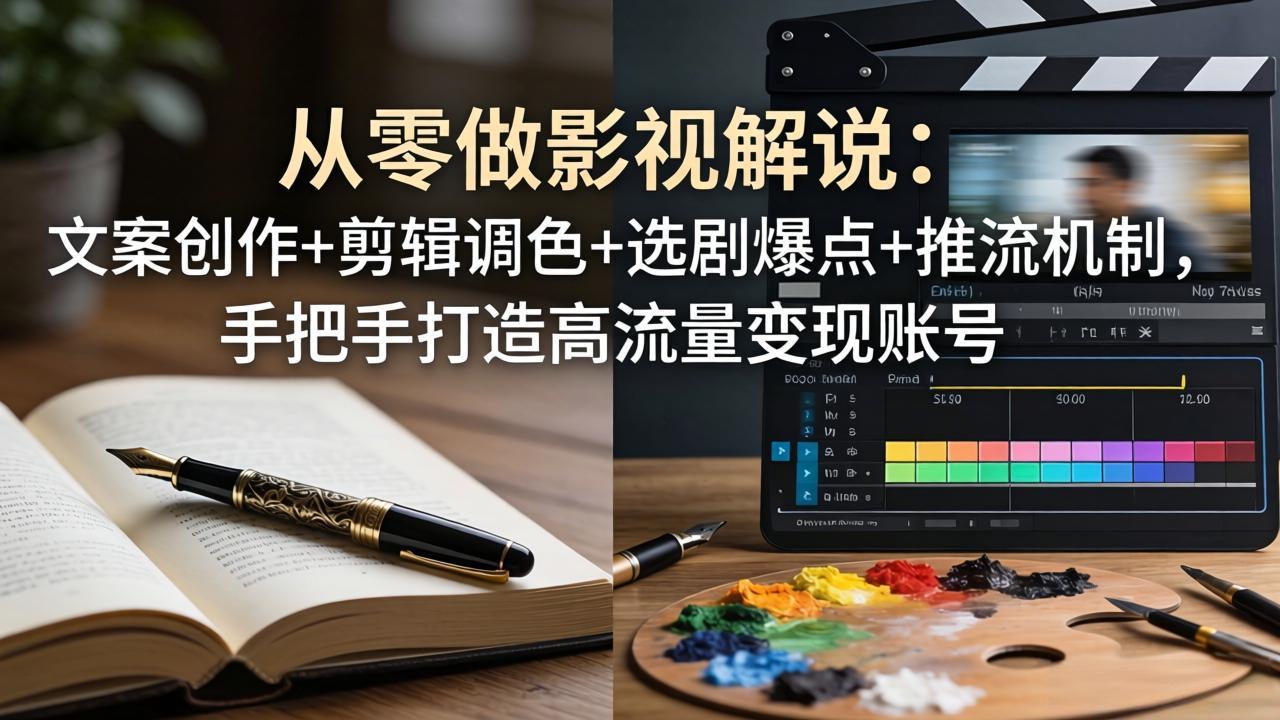 从零做影视解说：文案创作+剪辑调色+选剧爆点+推流机制，手把手打造高流量变现账号-俊哥