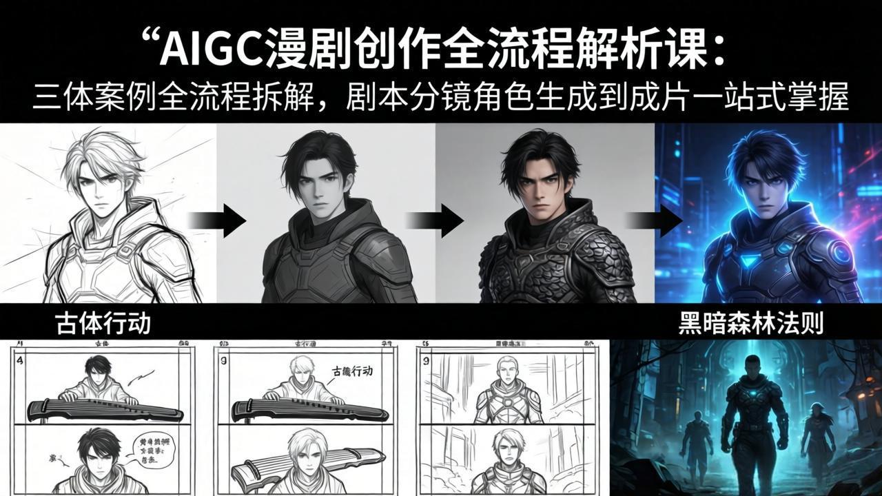 AIGC漫剧创作全流程解析课：三体案例全流程拆解，剧本分镜角色生成到成片一站式掌握-俊哥