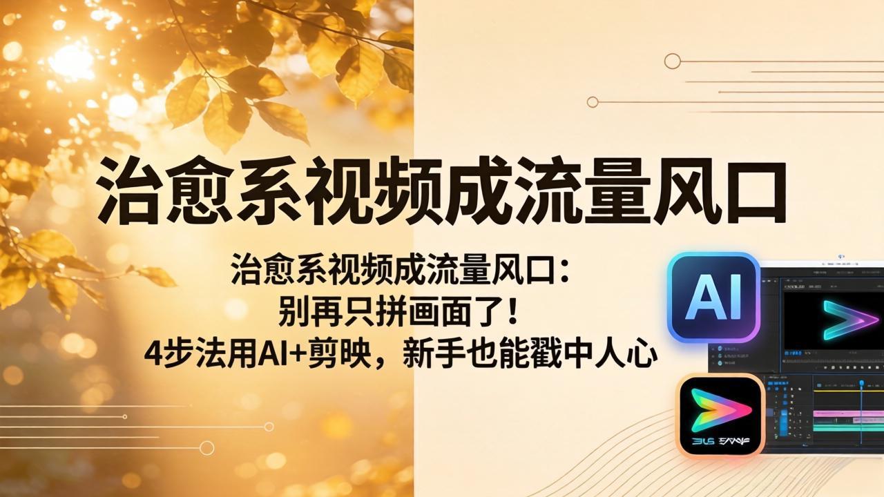 治愈系视频成流量风口：别再只拼画面了！4步法用AI+剪映，新手也能戳中人心-俊哥